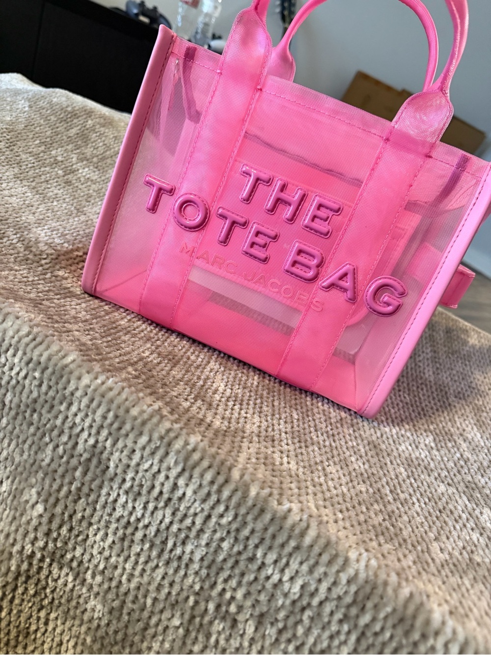 Marc Jacobs Pink Transparent 'The Tote Bag' Mini Tote - Picture 1 of 5